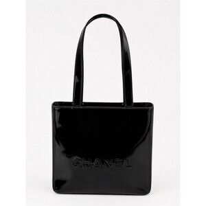 Chanel Logo Patent Leather Tote Bag
